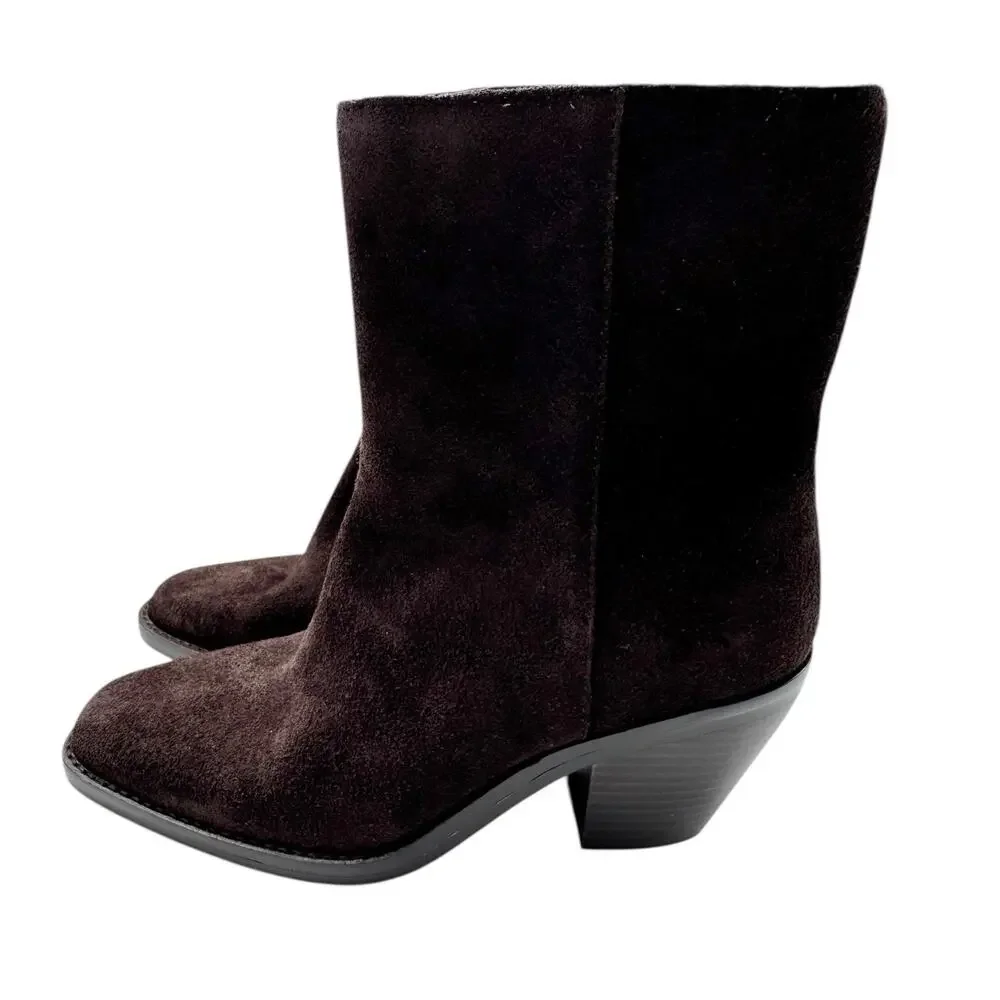 NWOB Madewell The Idris Side Zip Ankle Boot Coffee Bean Suede Leather Size 8